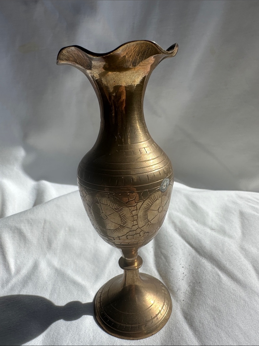 Brass Decorative Pedestal Vase - Gold Finish